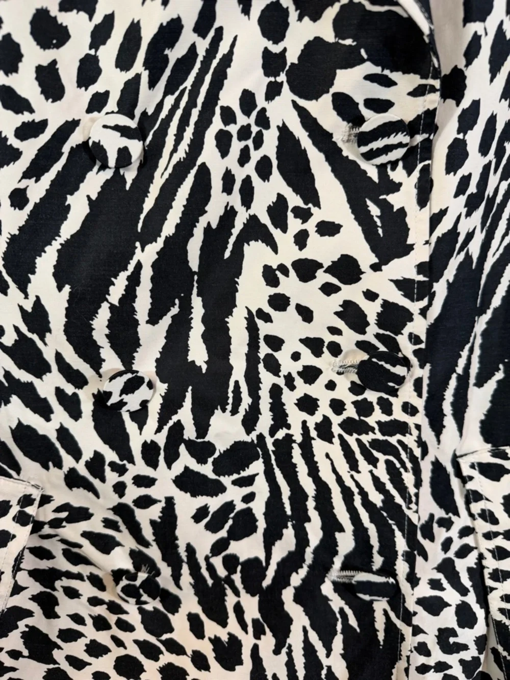 Sergio Hudson x Target Trench Coat XS Black White Animal Print Strong Shoulder - Picture 12 of 13